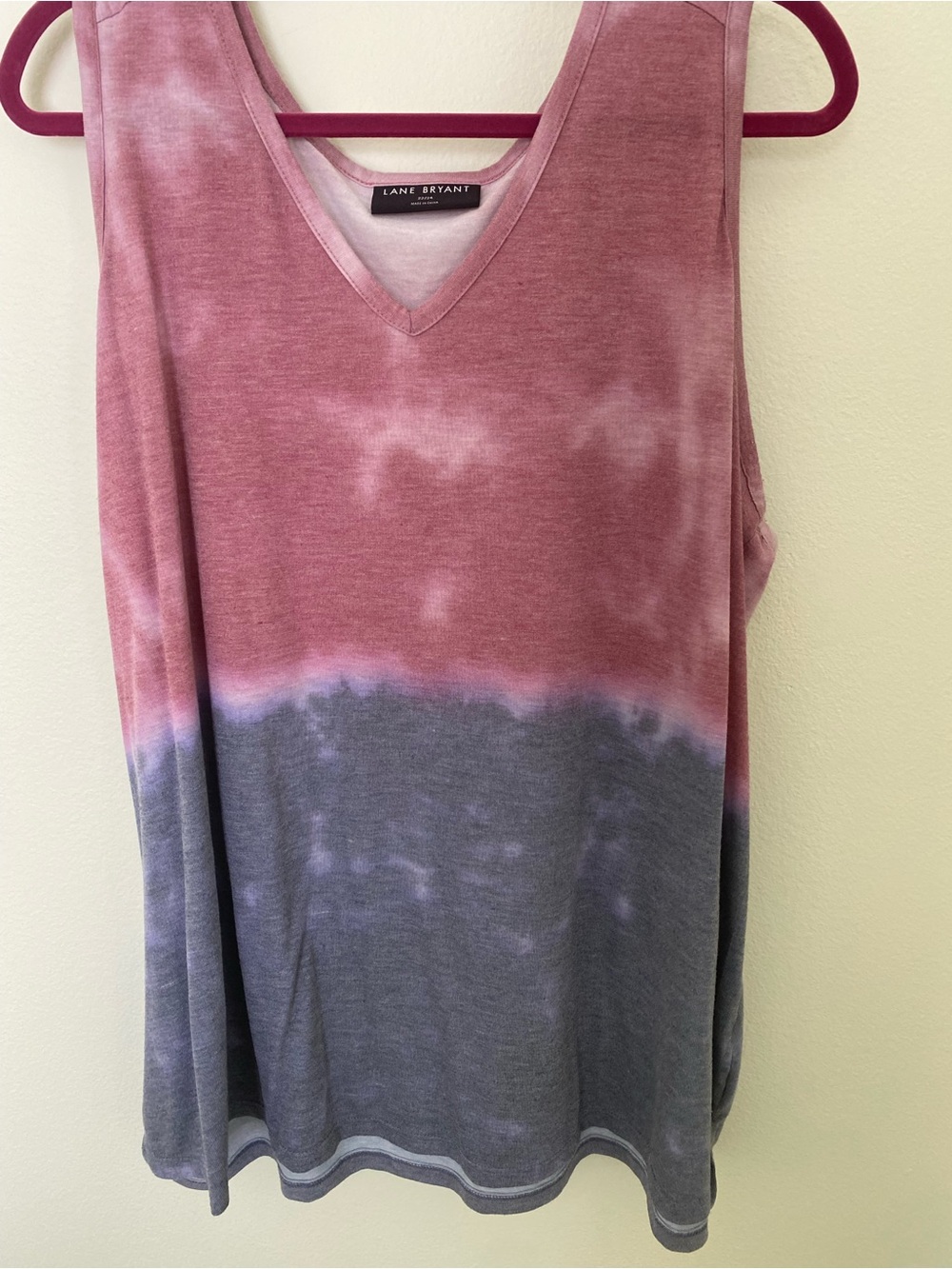 Lane Bryant Rose and Gray Tie-Dye V-Neck Sleeveless Top NEW